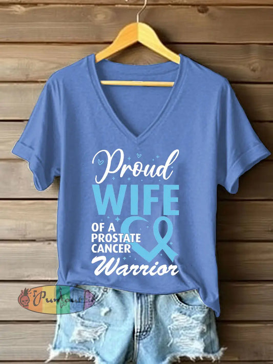 Women’s Prostate Cancer Awareness Wife T Shirt Light Blue / S