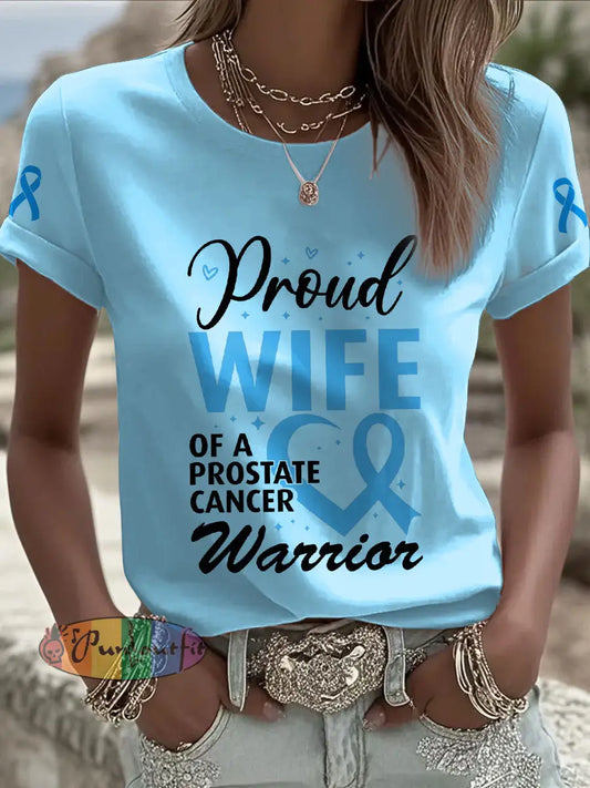 Women’s Prostate Cancer Awareness Wife T Shirt Light Blue / S