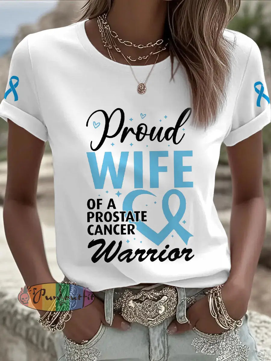 Women’s Prostate Cancer Awareness Wife T Shirt White / S