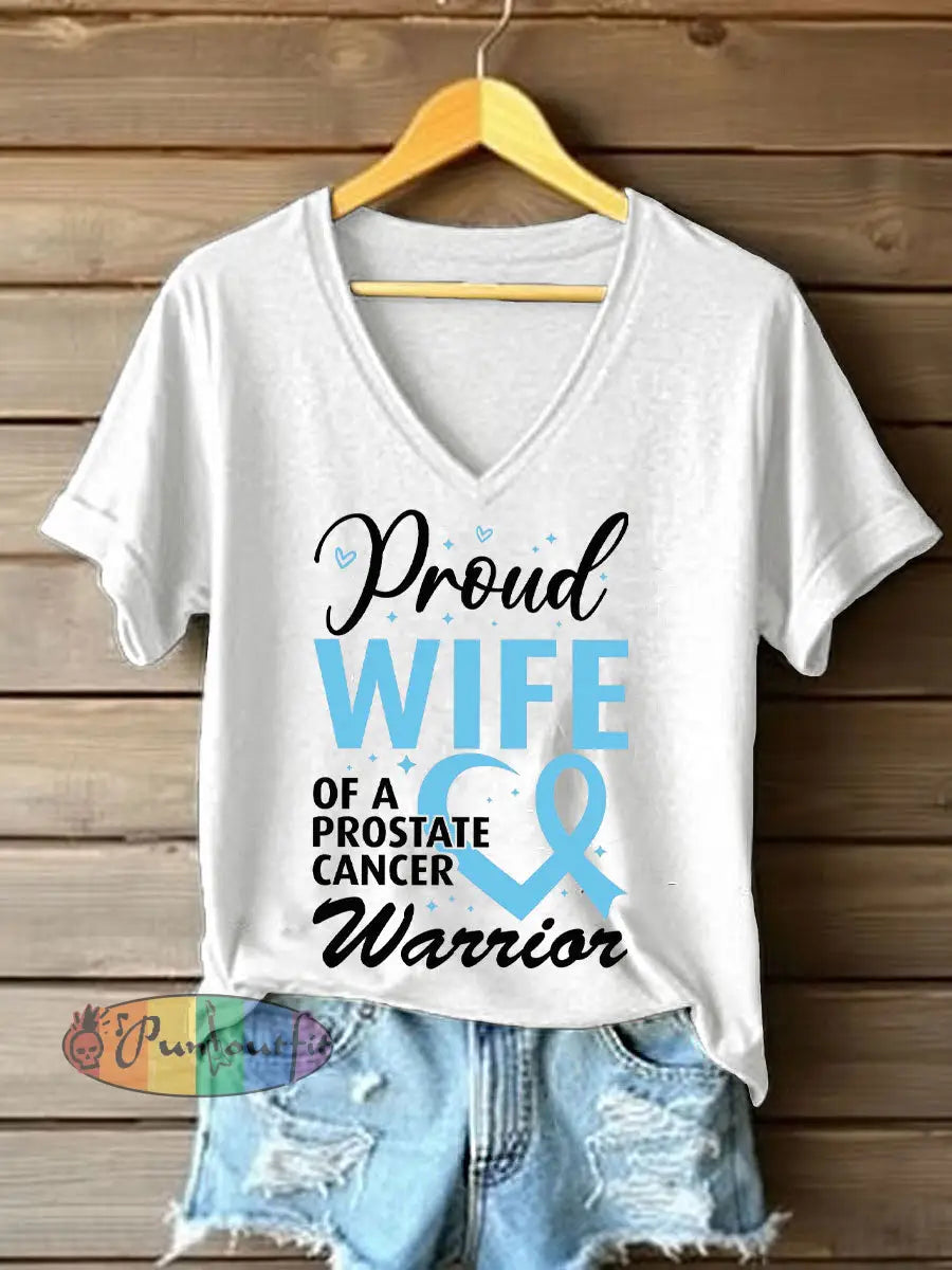 Women’s Prostate Cancer Awareness Wife T Shirt White / S