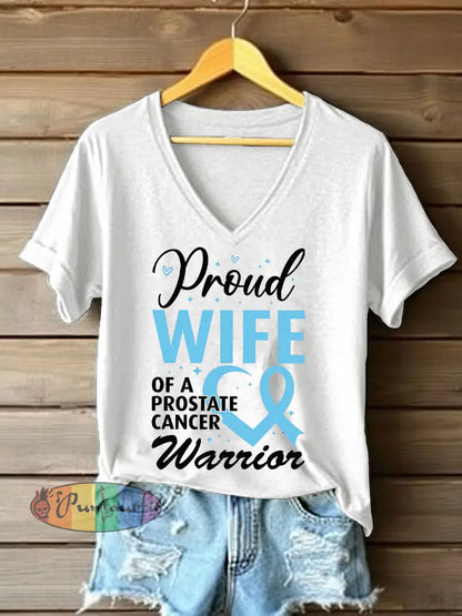 Women’s Prostate Cancer Awareness Wife T Shirt White / S