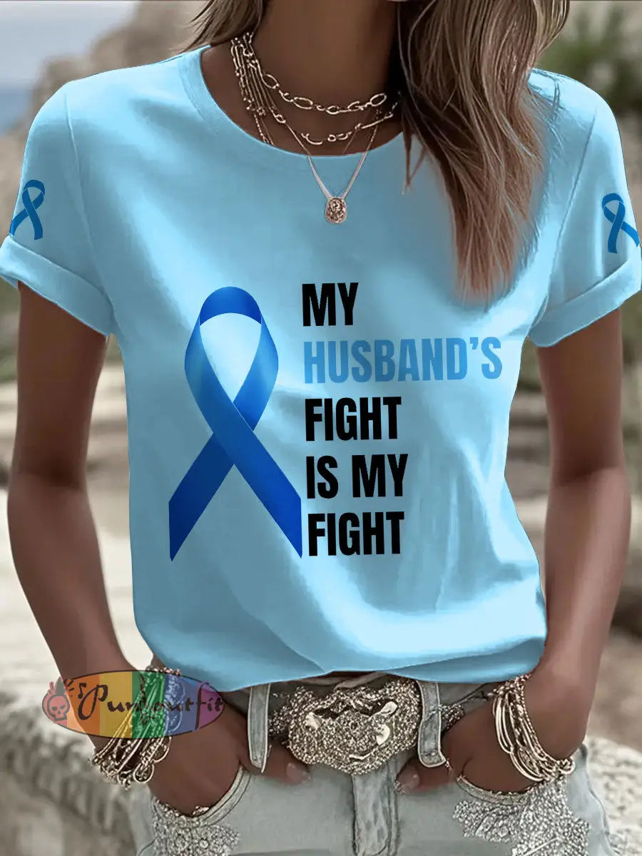women’s prostate cancer awareness wife t shirts Sky Blue / S