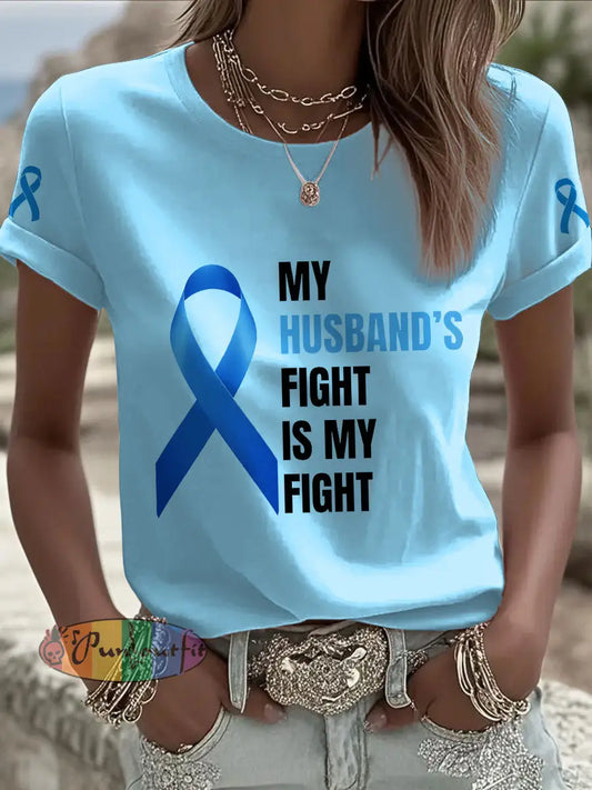 women’s prostate cancer awareness wife t shirts Sky Blue / S
