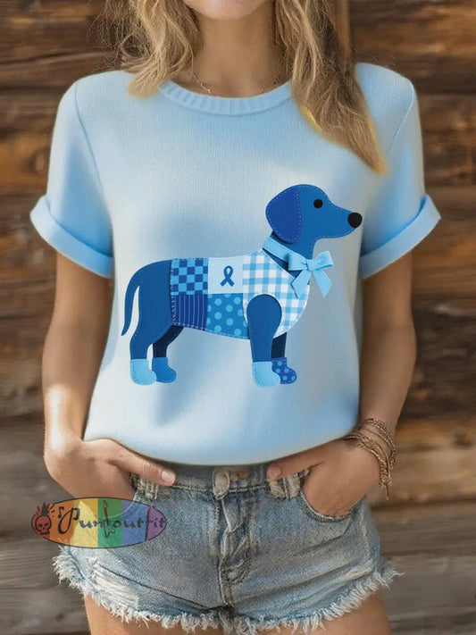 Women’s Prostate Cancer Dachshund T Shirts Light Blue / S