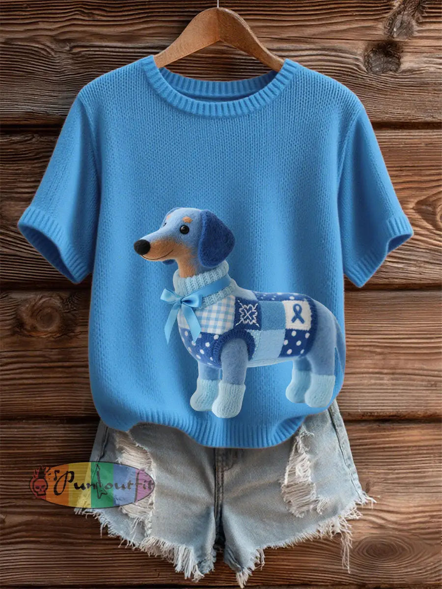 Women’s Prostate Cancer Dachshund Tops Blue / S