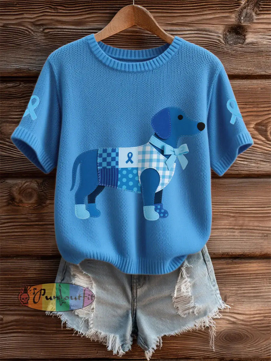 Women’s Prostate Cancer Dachshund Tops Blue / S