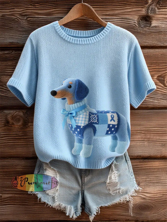 Women’s Prostate Cancer Dachshund Tops Light Blue / S