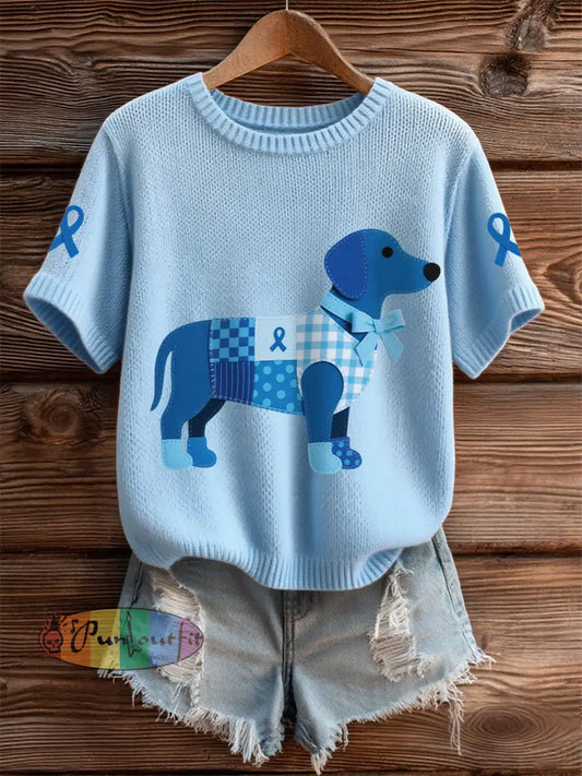Women’s Prostate Cancer Dachshund Tops Light Blue / S