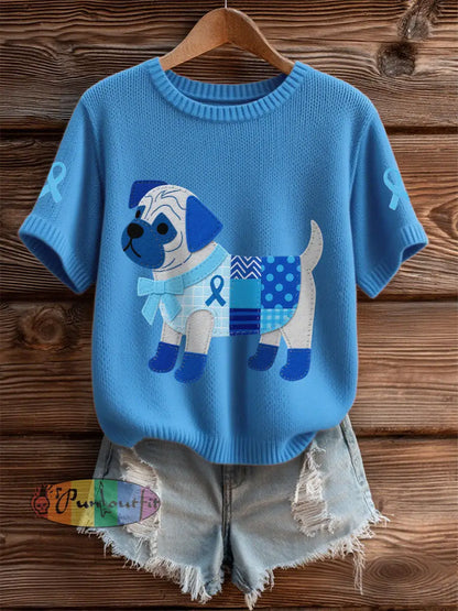 Women’s Prostate Cancer Pug Tops Blue / S