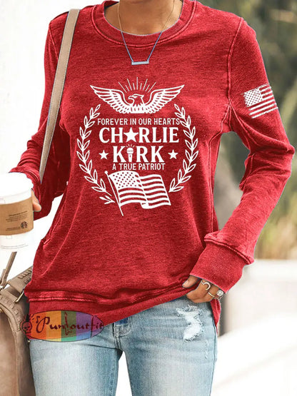 Women’s R.I.P Charlie Kirk Long Sleeve Sweatshirt Red / S