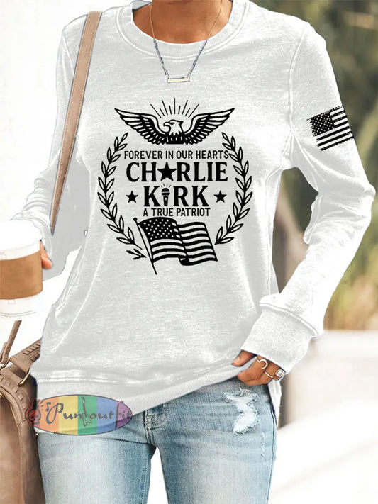 Women’s R.I.P Charlie Kirk Long Sleeve Sweatshirt White / S