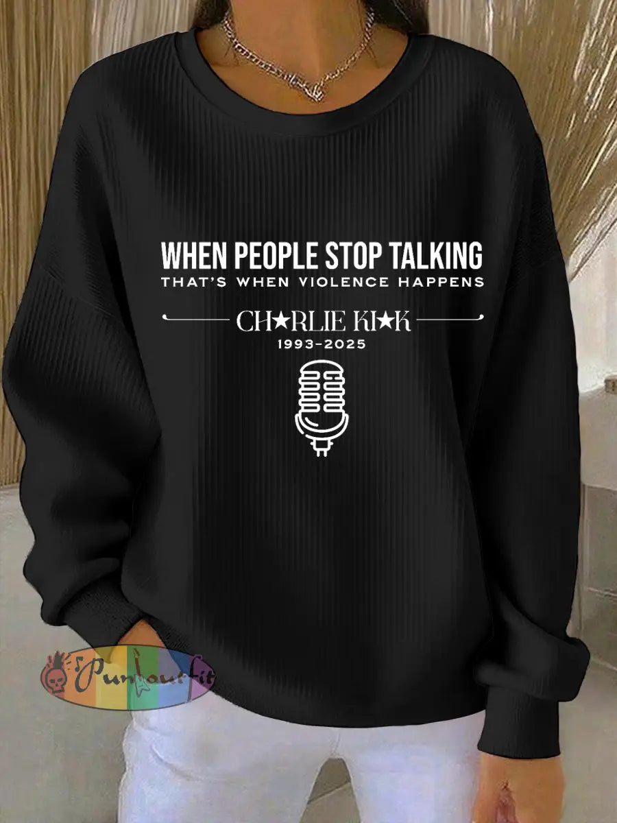 Women’s R.I.P Charlie Kirk,Memorial Inspirational Quote Sweatshirt Black / S