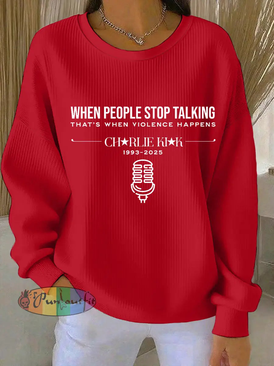 Women’s R.I.P Charlie Kirk,Memorial Inspirational Quote Sweatshirt Red / S