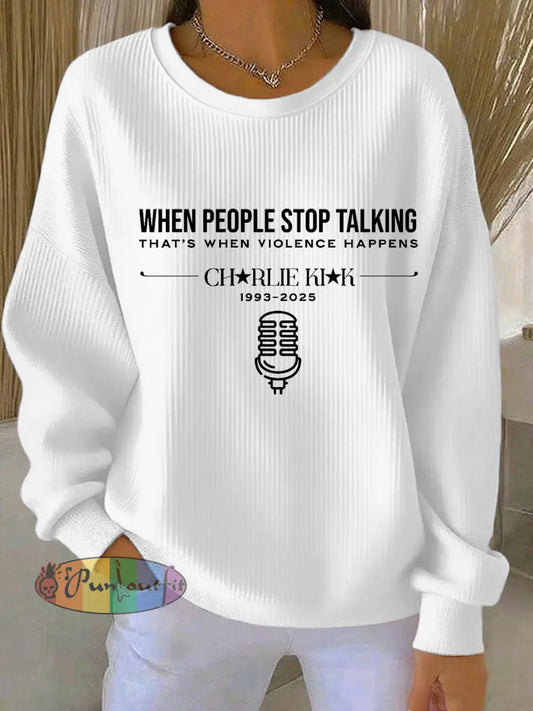 Women’s R.I.P Charlie Kirk,Memorial Inspirational Quote Sweatshirt White / S