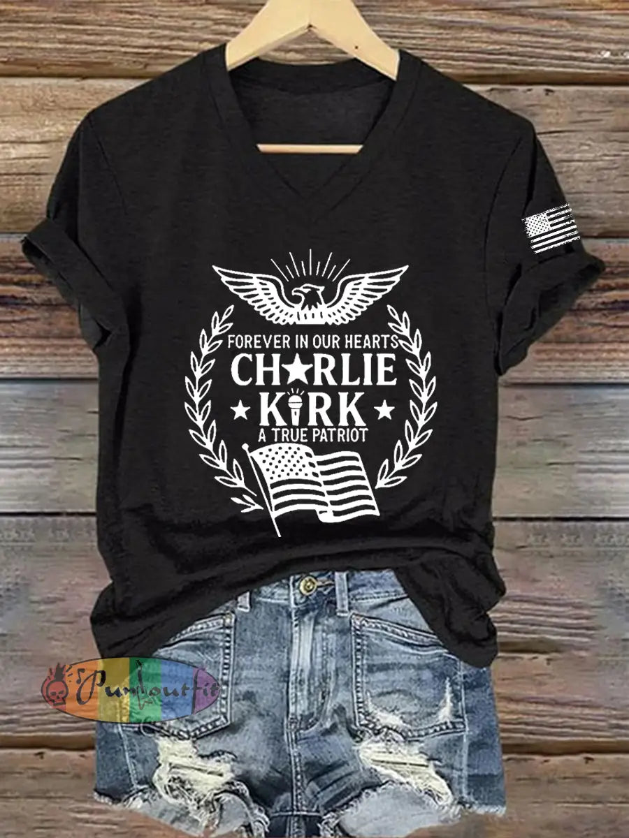 Women’s R.I.P Charlie Kirk Short Sleeve T-Shirt Black / S