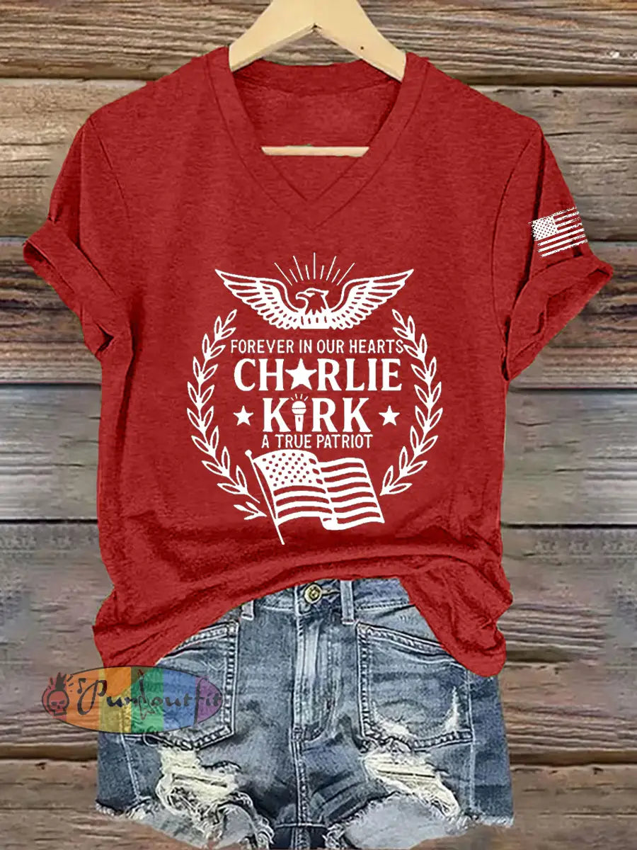 Women’s R.I.P Charlie Kirk Short Sleeve T-Shirt Red / S