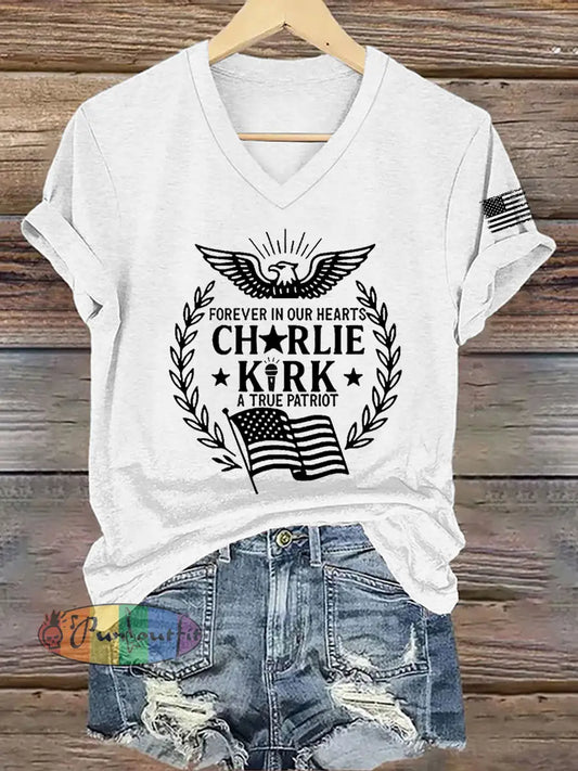 Women’s R.I.P Charlie Kirk Short Sleeve T-Shirt White / S