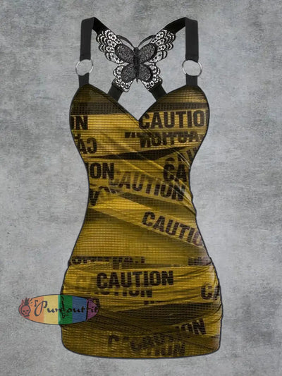 Womens’ Retro Fashion Printed V-neck Tank Top Yellow / S