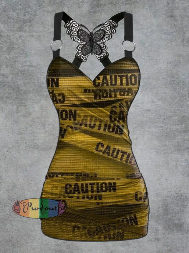 Womens’ Retro Fashion Printed V-neck Tank Top Yellow / S