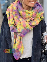 Women’s Retro Hippie Colorful Print Warm Scarf As Picture / Jm