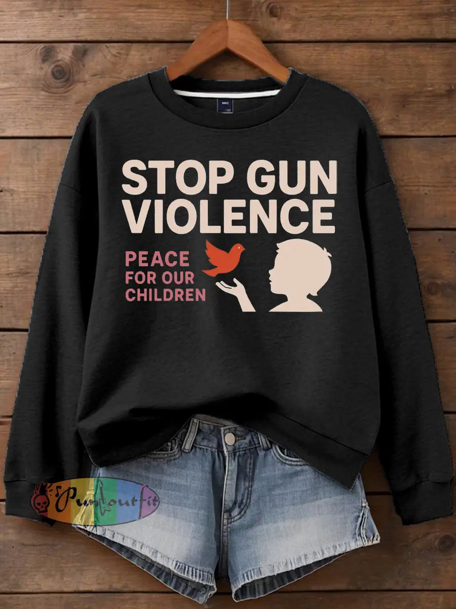 Women’s stop gun violence Printed polyester sweatshirt Black / S