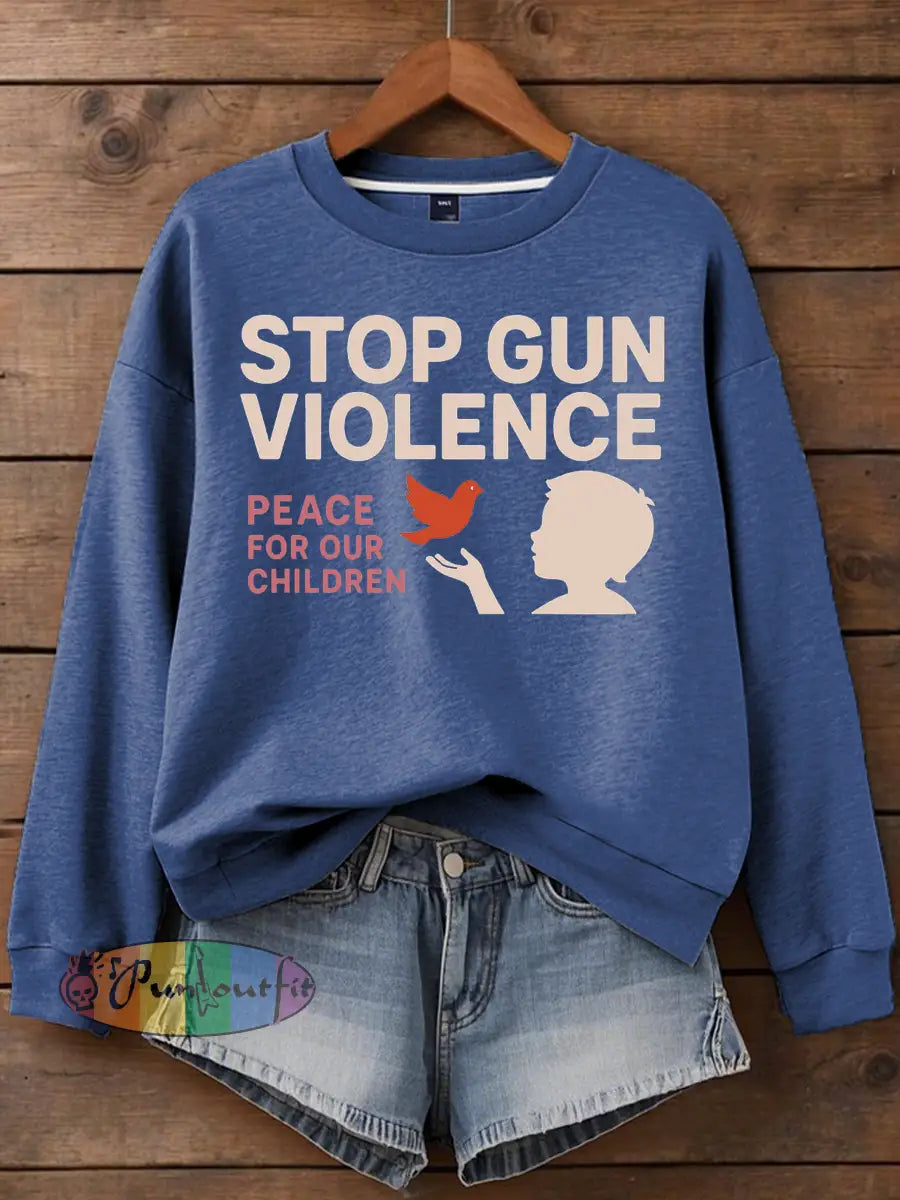 Women’s stop gun violence Printed polyester sweatshirt Blue / S
