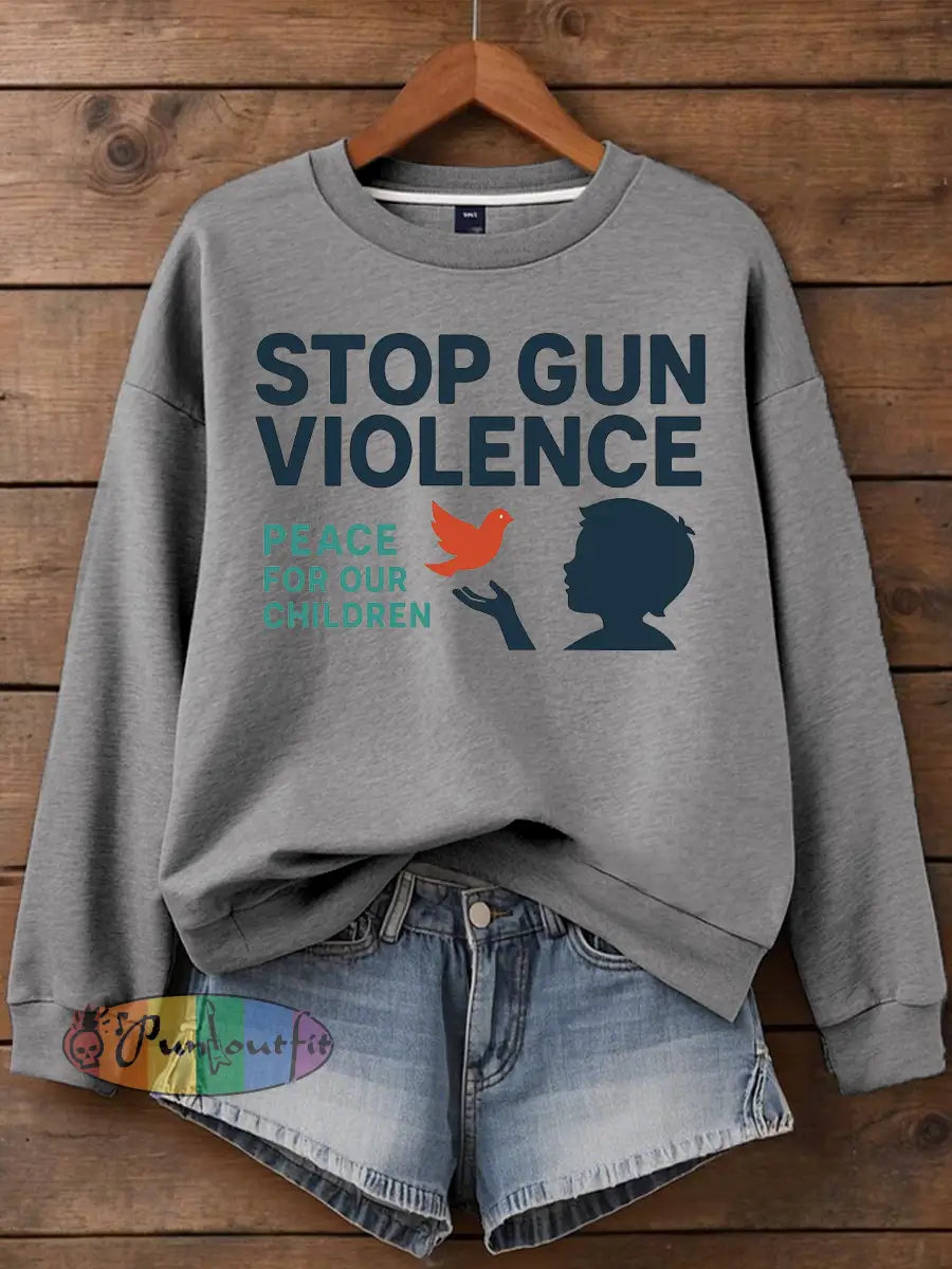 Women’s stop gun violence Printed polyester sweatshirt Light Gray / S
