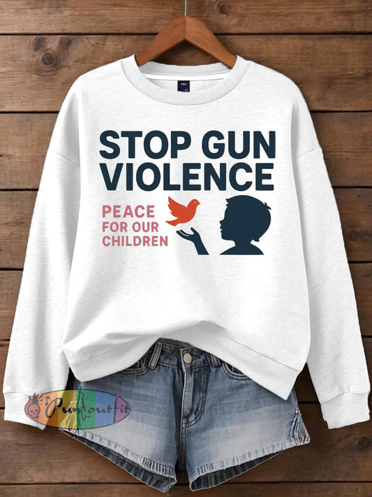Women’s stop gun violence Printed polyester sweatshirt White / S
