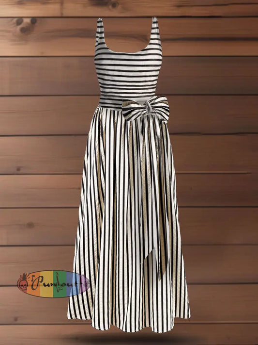 Women’s Striped Casual Dress Beige / S