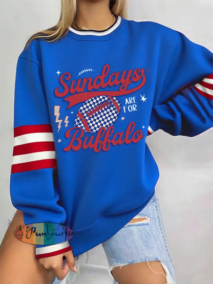 Women’s Sundays Are For Bufallo Football Fans Lovers Gameday Casual Sweatshirt Blue / S