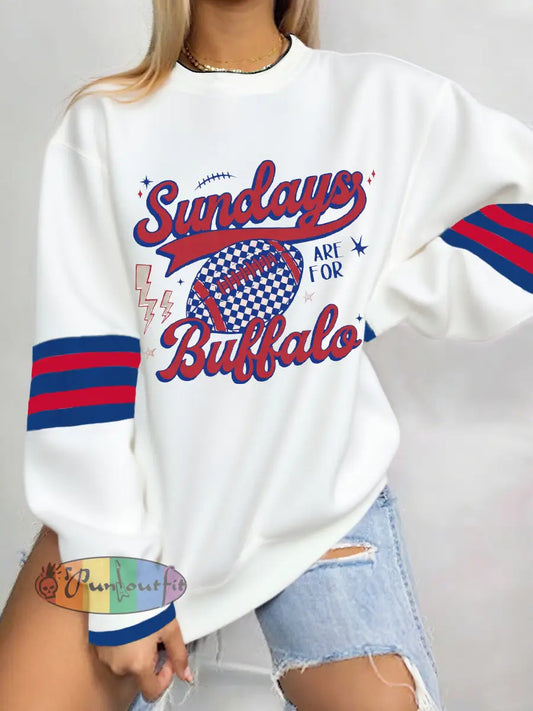 Women’s Sundays Are For Bufallo Football Fans Lovers Gameday Casual Sweatshirt White / S