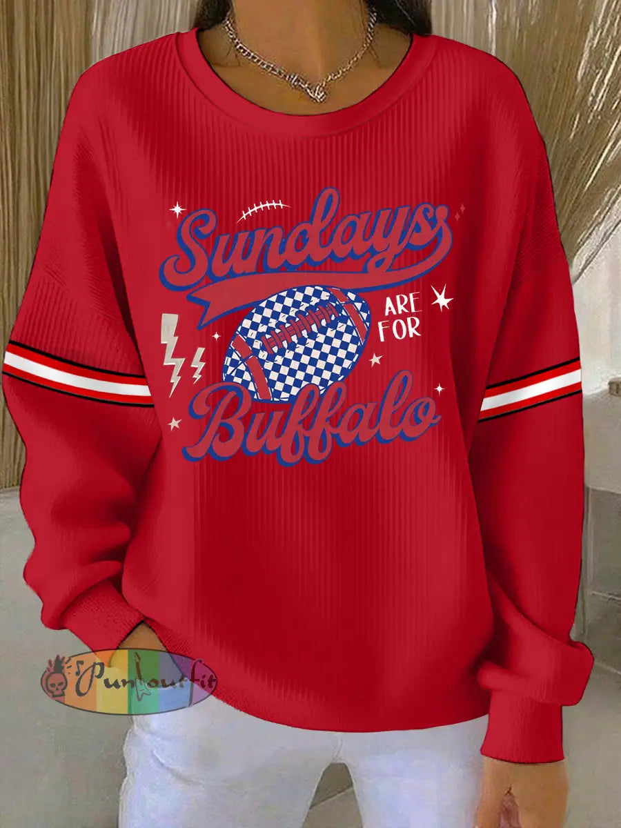 Women’s Sundays Are For Buffalo Football Fans Lovers Gameday Casual Sweatshirt Red / S