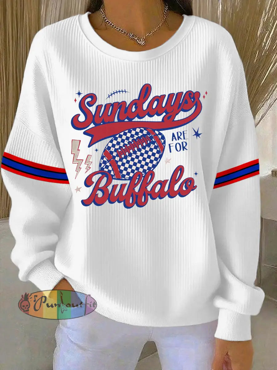 Women’s Sundays Are For Buffalo Football Fans Lovers Gameday Casual Sweatshirt White / S