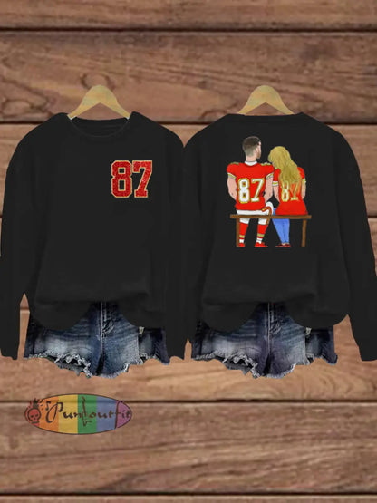Women’s Taylor Swift and Travis Kelce Engagement Regular Sweatshirt Black / S