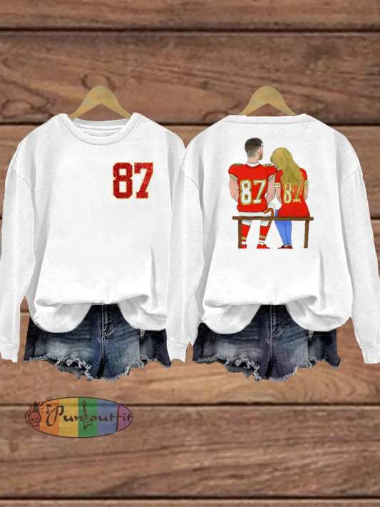 Women’s Taylor Swift and Travis Kelce Engagement Regular Sweatshirt White / S