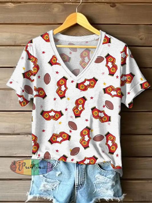 Women’s Taylor Swift and Travis Kelce Engagement short sleeved T shirt As picture / S