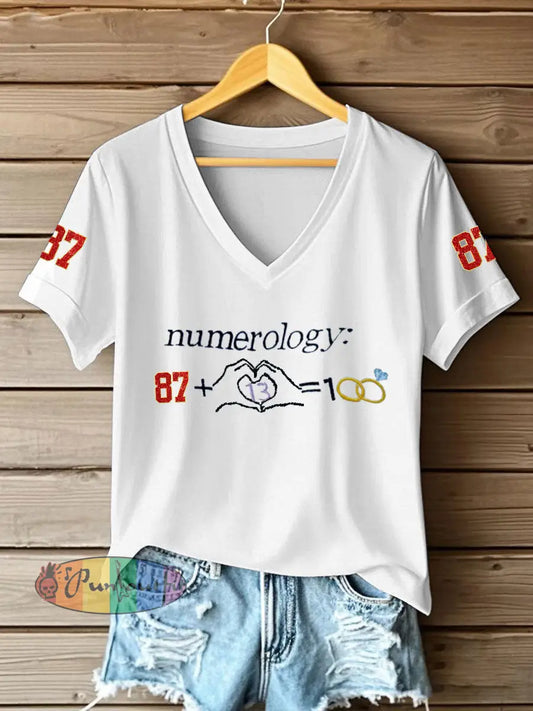 Women’s Taylor Swift and Travis Kelce Engagement short sleeved T shirt White / S