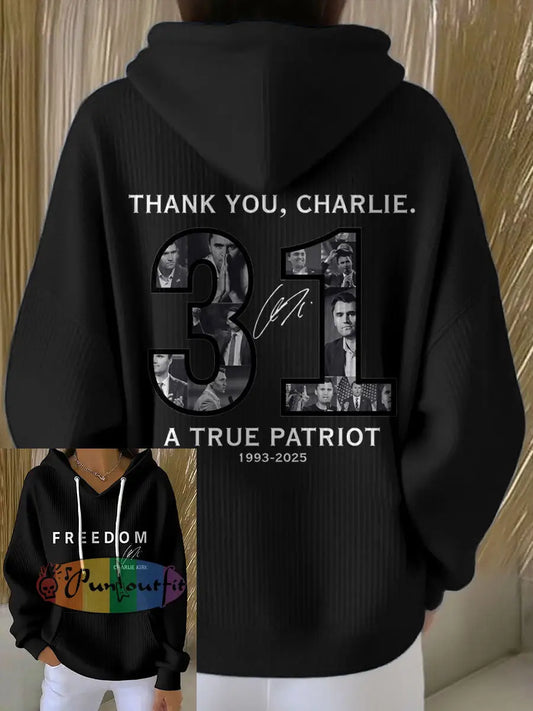 Women’s Thank You Charlie 31 True Patriot Printed Hoodie Black / S