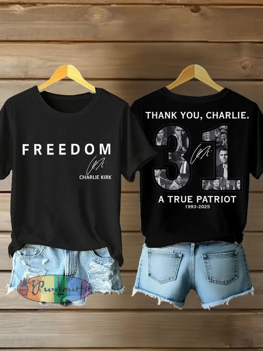 Women’s Thank You Charlie 31 True Patriot Printed T-shirt Black / S