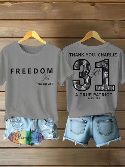 Women’s Thank You Charlie 31 True Patriot Printed T-shirt Light Gray / S