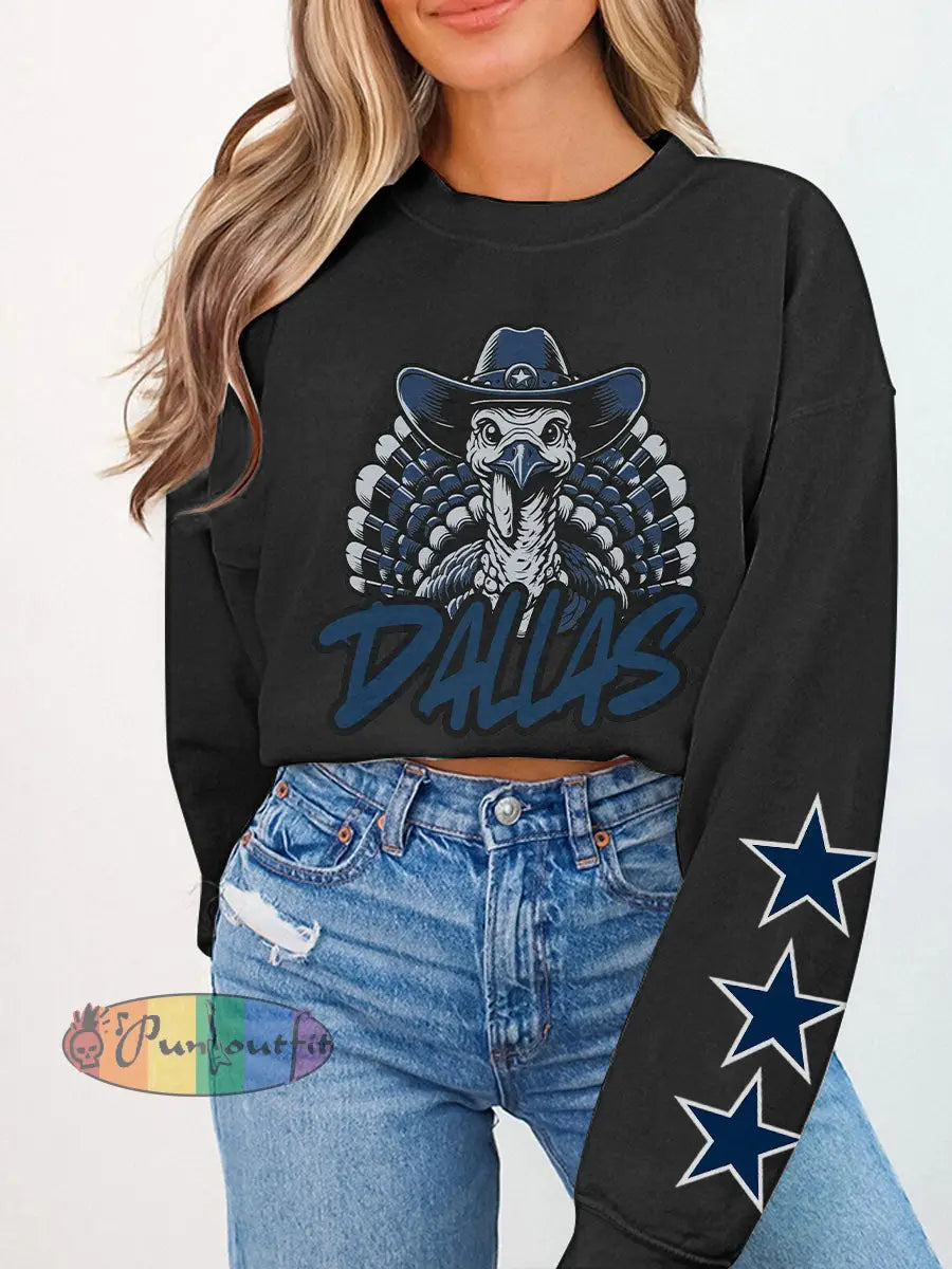 Women’s Thanksgiving American Football Sweatshirt Black / S