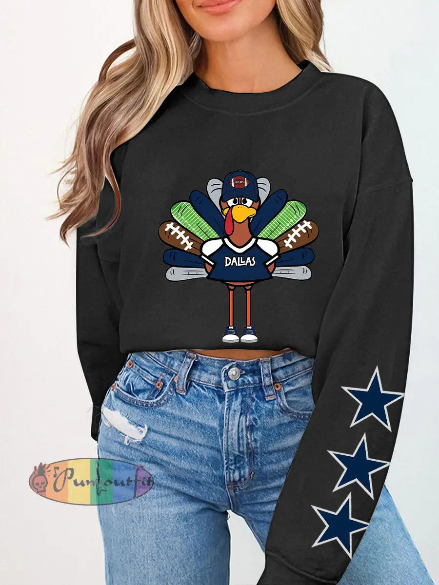 Women’s Thanksgiving American Football Sweatshirt Black / S