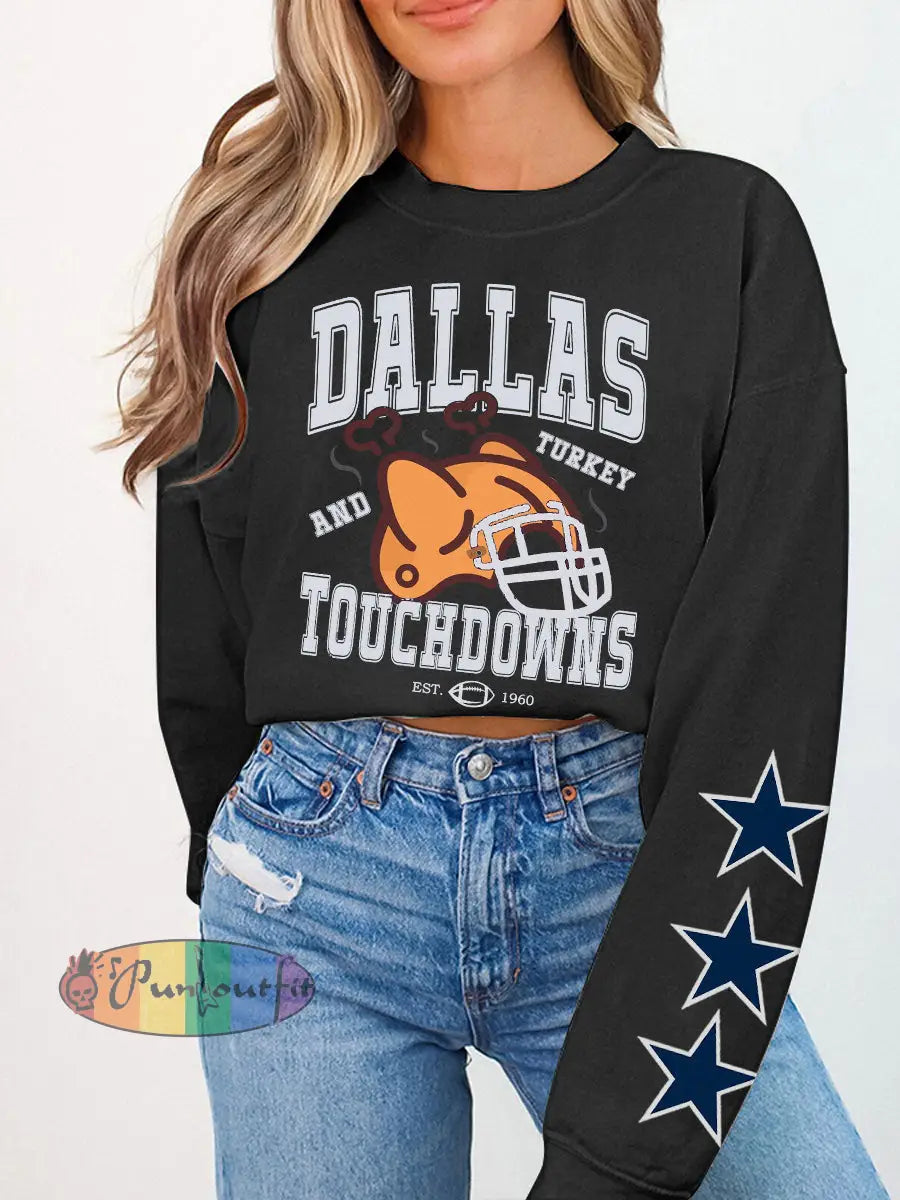 Women’s Thanksgiving American Football Sweatshirt Black / S