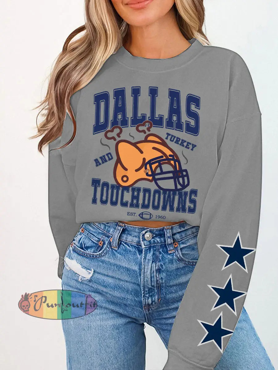 Women’s Thanksgiving American Football Sweatshirt Gray / S