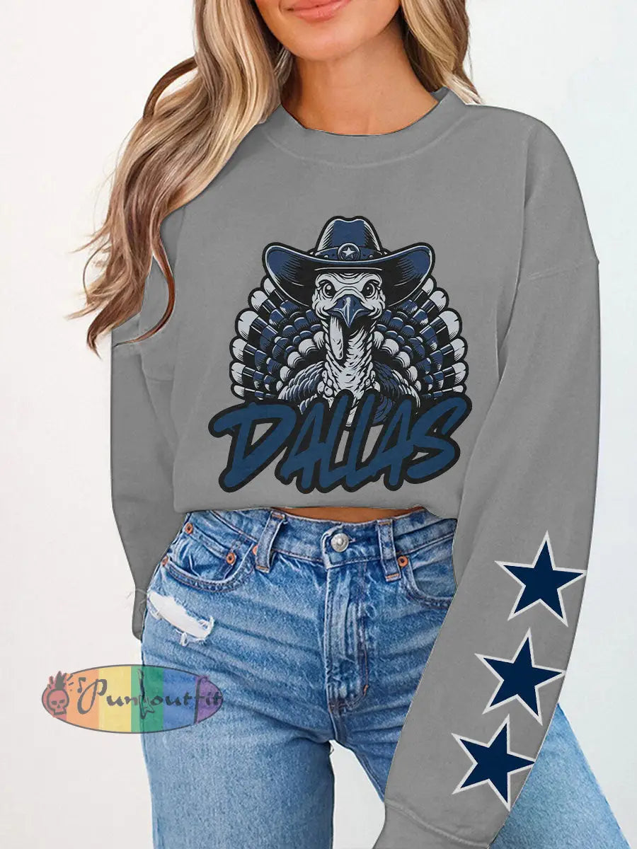 Women’s Thanksgiving American Football Sweatshirt Gray / S