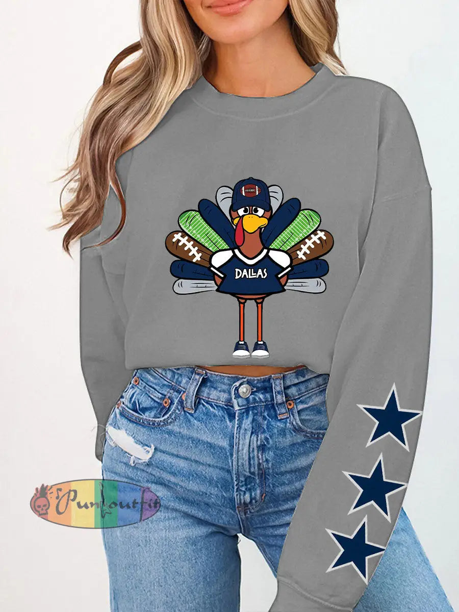 Women’s Thanksgiving American Football Sweatshirt Gray / S