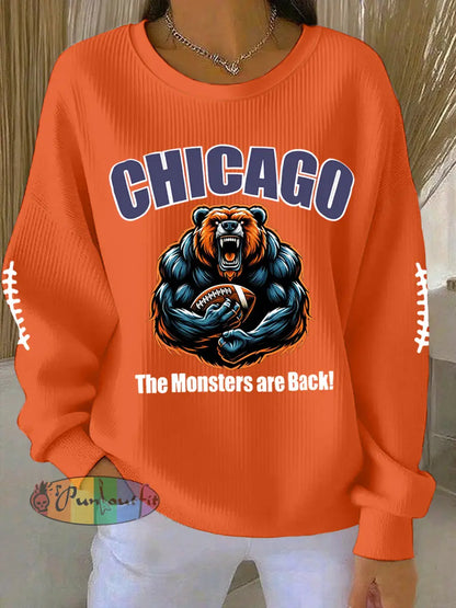 Women’s The Monsters Are Back! Football Fans Lovers Gameday Casual Sweatshirt Orange / S