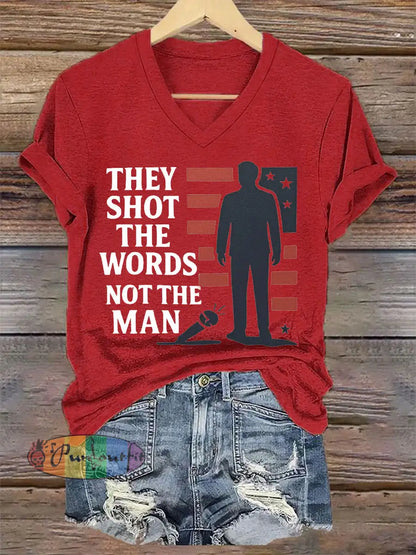 Women’s They Shot The Words Not The Man R.I.P Charlie Kirk Tee Red / S