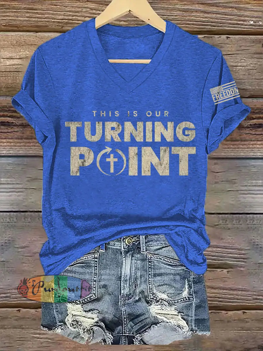 Women’s This Is Our Turning Point R.I.P Charlie Kirk Tee Blue / S