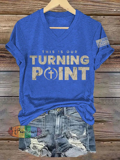 Women’s This Is Our Turning Point R.I.P Charlie Kirk Tee Blue / S